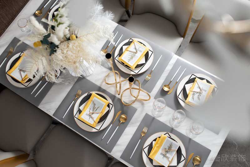 深圳龍崗坂田萬科第五園輕奢風大戶型樣板間設計餐具
