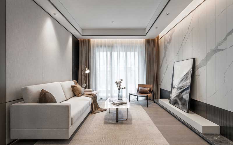 深圳寶安現(xiàn)代簡約樣板房裝修設(shè)計(jì)客廳