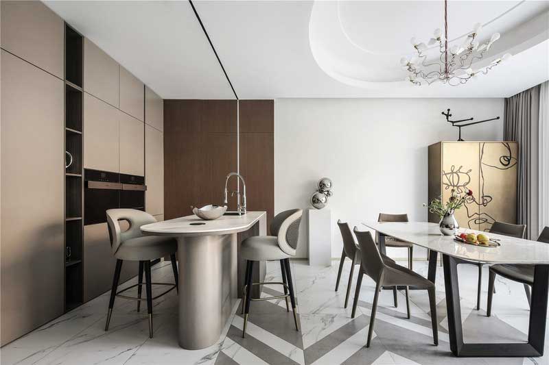 深圳龍華區(qū)現(xiàn)代中式風(fēng)格舊房裝修改造完工后實景圖開放式廚房