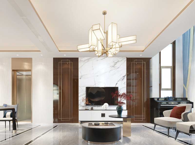 深圳南山區新中式家庭新房裝修工程施工方案電視背景墻 深圳南山區新中式家庭新房裝修工程施工方案電視背景墻