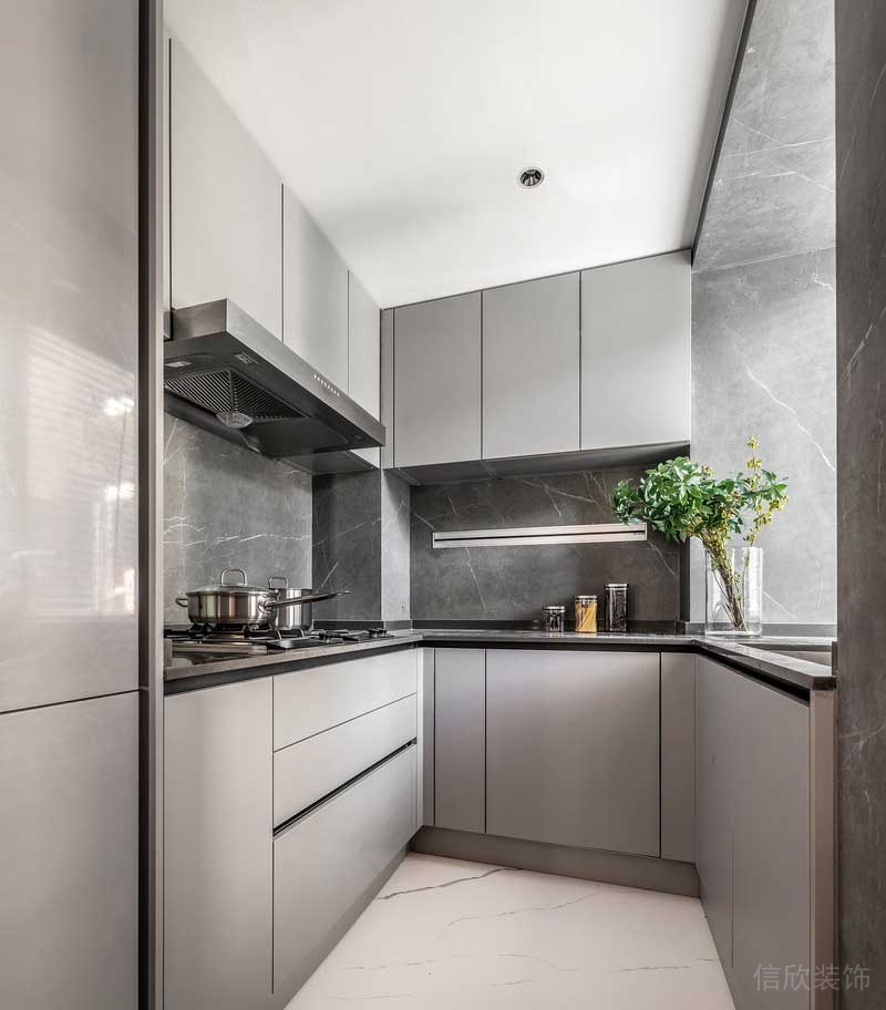 深圳寶安現(xiàn)代簡約樣板房裝修設(shè)計(jì)廚房