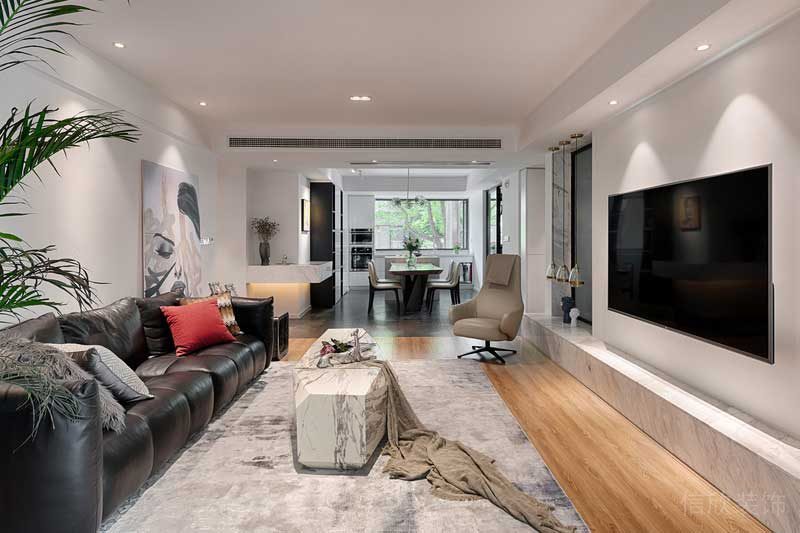 深圳羅湖北歐簡約風(fēng)家庭全包裝修施工案例客廳