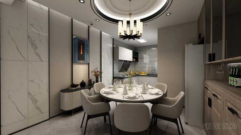 深圳市羅湖區(qū)新中式家庭住房舊房改造餐廳設(shè)計(jì)效果圖