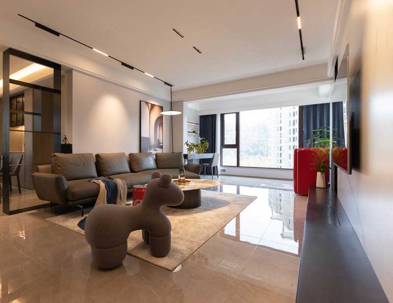 深圳羅湖區現代簡約家庭新房裝修客廳無主燈天花吊頂 深圳羅湖區現代簡約家庭新房裝修客廳無主燈天花吊頂