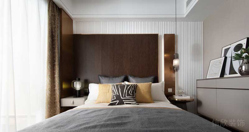 深圳龍崗坂田萬科第五園輕奢風大戶型樣板間設計客房