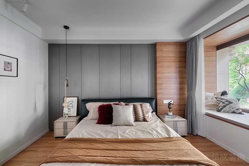 深圳羅湖北歐簡約風(fēng)家庭全包裝修施工案例主臥