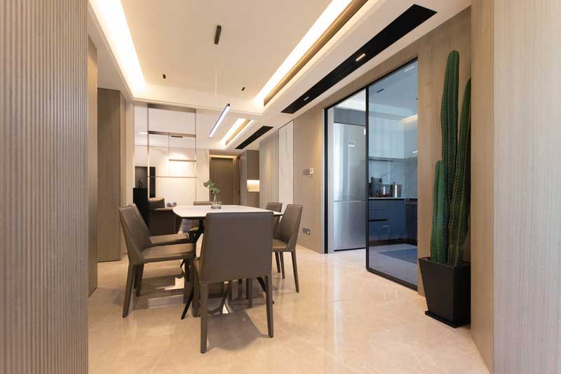 深圳羅湖區現代簡約家庭新房裝修餐廳天花燈槽吊頂 深圳羅湖區現代簡約家庭新房裝修餐廳天花燈槽吊頂