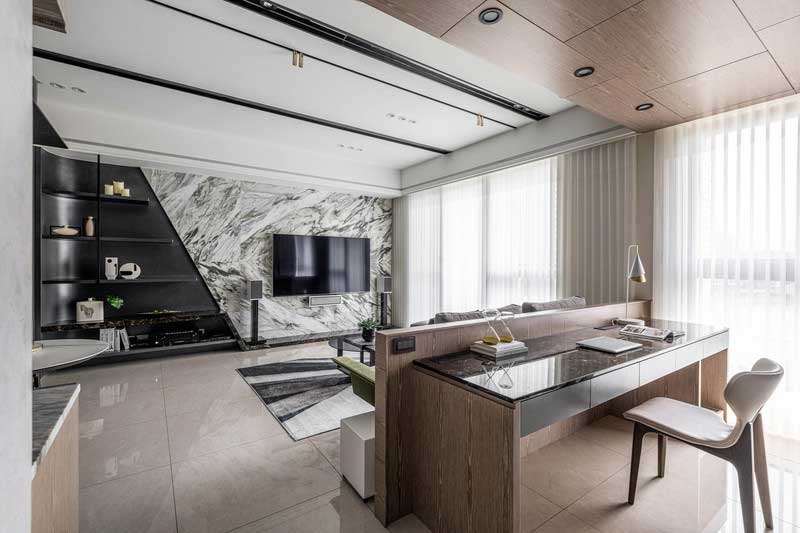 深圳福田區(qū)現(xiàn)代風格家庭新房裝修工程案例開放式書房