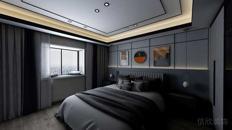 深圳市羅湖區(qū)新中式家庭住房舊房改造主臥設(shè)計(jì)效果圖