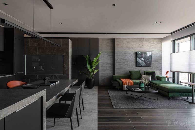 深圳福田區(qū)簡約美式家庭新房裝修設(shè)計案例客餐廳效果圖