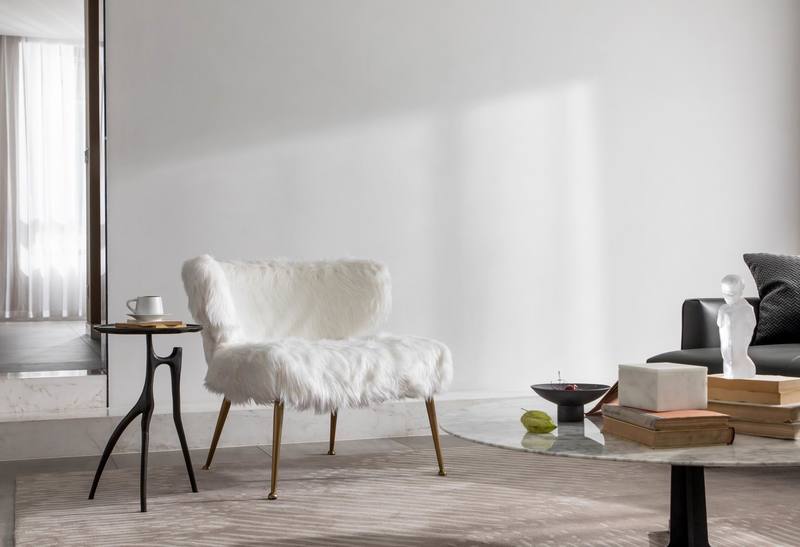 深圳羅湖區極簡風80平方復式小戶型裝修設計白色休閑單椅 深圳羅湖區極簡風80平方復式小戶型裝修設計白色休閑單椅