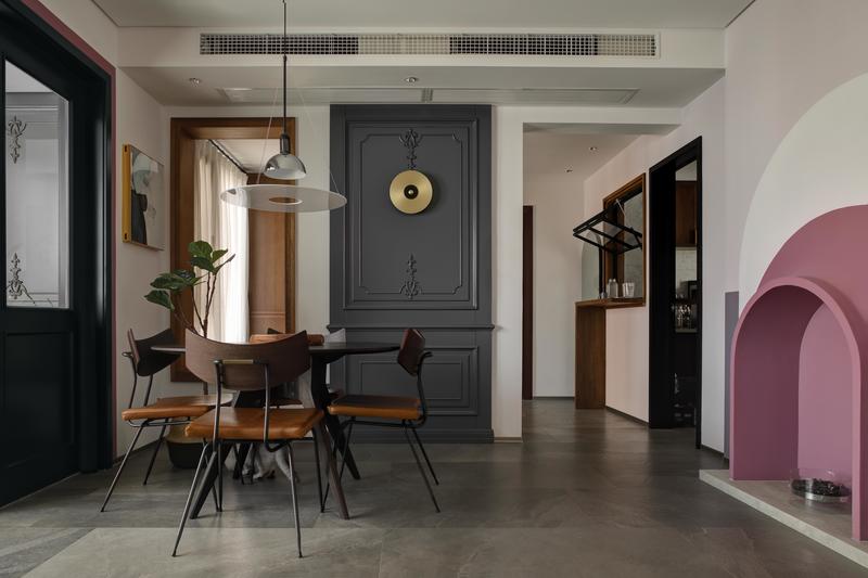 深圳龍崗區(qū)美式復古風家裝裝修實景圖餐廳