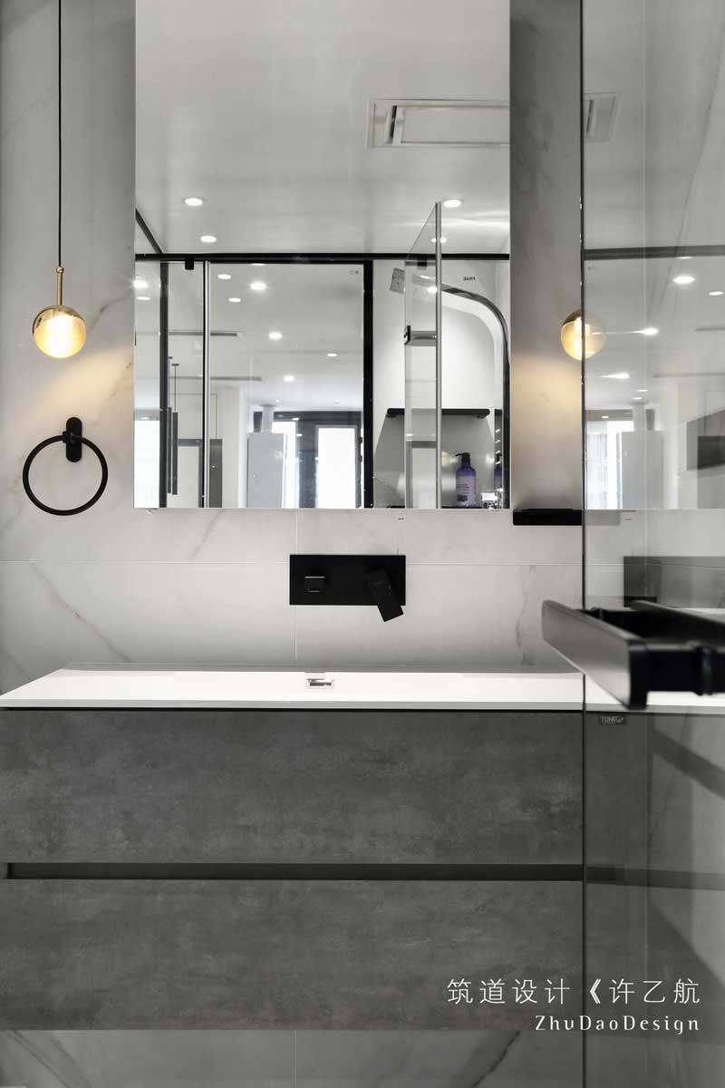 衛生間灰色防水木洗手臺