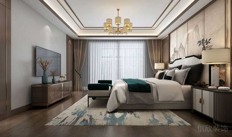 深圳福田新中式家居住宅裝修設計效果圖主臥家具 深圳福田新中式家居住宅裝修設計效果圖主臥家具