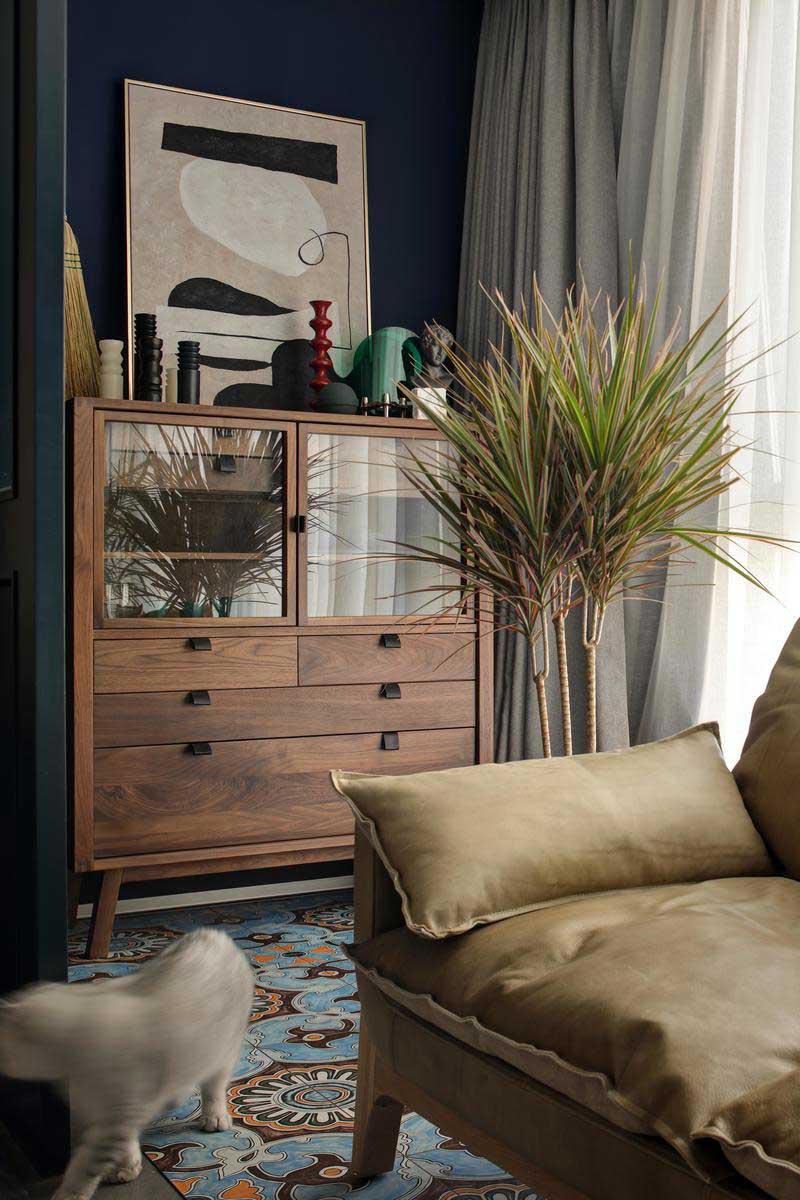 深圳龍崗區(qū)美式復古風家裝裝修實景圖客廳裝飾柜