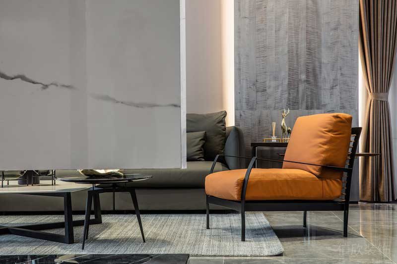 深圳南山極簡風(fēng)格家庭三居室裝修設(shè)計(jì)圖客廳空間休閑區(qū)一角