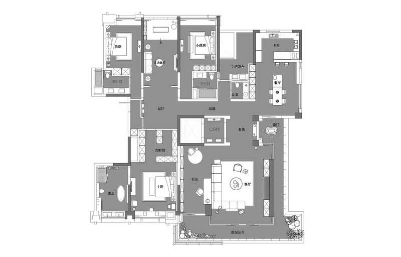 深圳龍崗區(qū)黑白灰極簡風(fēng)家居裝修竣工實景圖平面布置圖 深圳龍崗區(qū)黑白灰極簡風(fēng)家居裝修竣工實景圖平面布置圖
