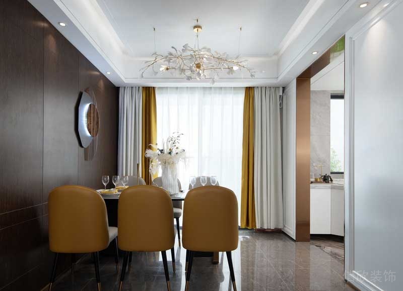 深圳龍崗坂田萬科第五園輕奢風大戶型樣板間設計餐廳