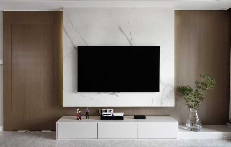 深圳羅湖區現代簡約風家庭新房裝修工程電視背景墻 深圳羅湖區現代簡約風家庭新房裝修工程電視背景墻