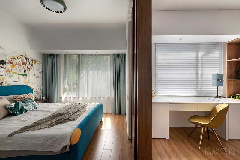 深圳羅湖北歐簡約風(fēng)家庭全包裝修施工案例臥室