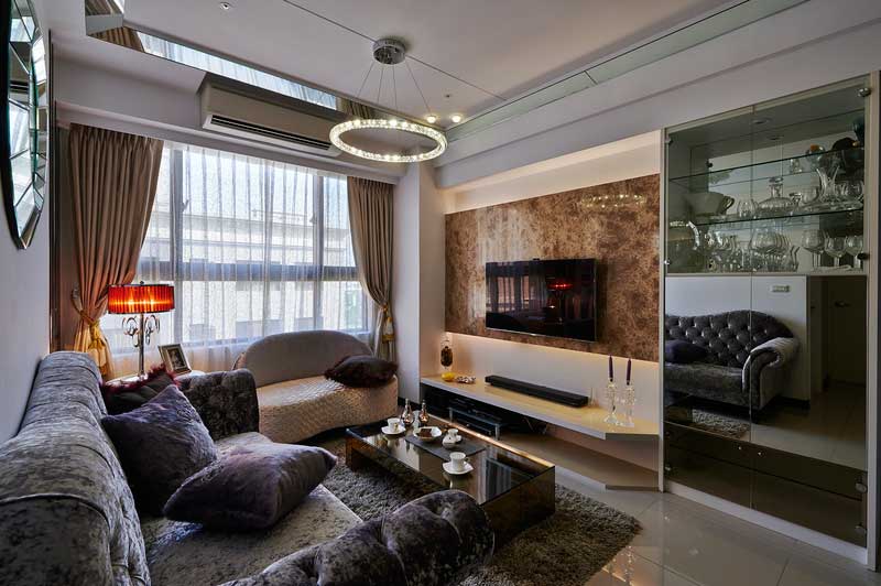 深圳龍華區(qū)大浪現(xiàn)代輕奢風家庭三居室裝修圖客廳家具組合