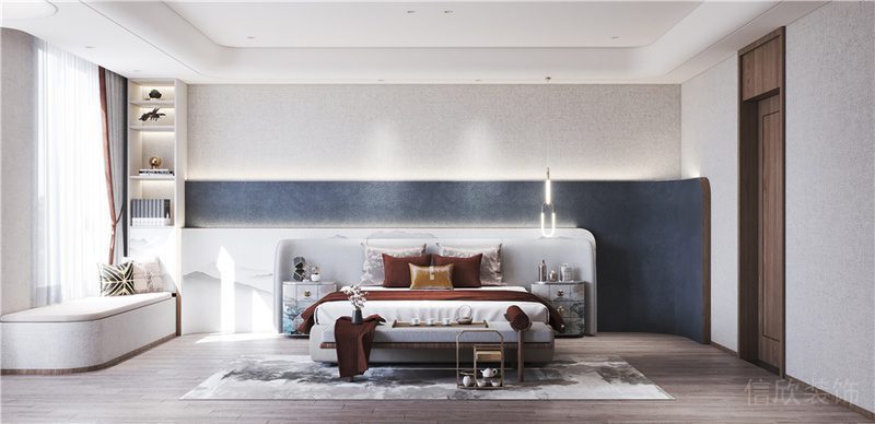 深圳福田區(qū)現(xiàn)代中式奢華家居裝修主臥效果圖