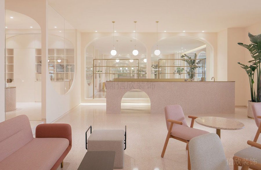 深圳龍華美容院裝修設(shè)計(jì) 休息區(qū)水吧臺(tái)