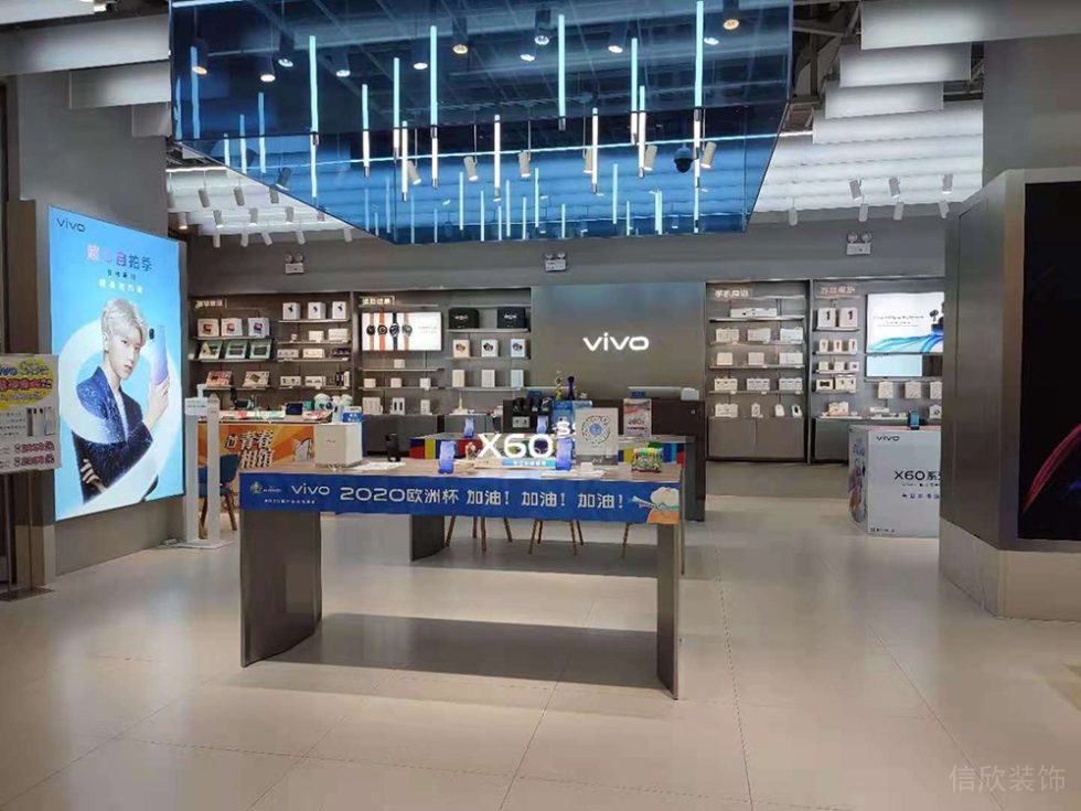 深圳羅湖現代風格vivo專賣店裝修藍色玻璃天花 深圳羅湖現代風格vivo專賣店裝修藍色玻璃天花