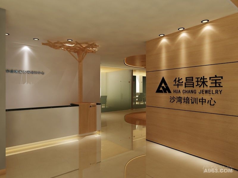 珠寶裝修公司工作室原木風(fēng)天花墻體大理石裝修效果地板辦公室過道裝修