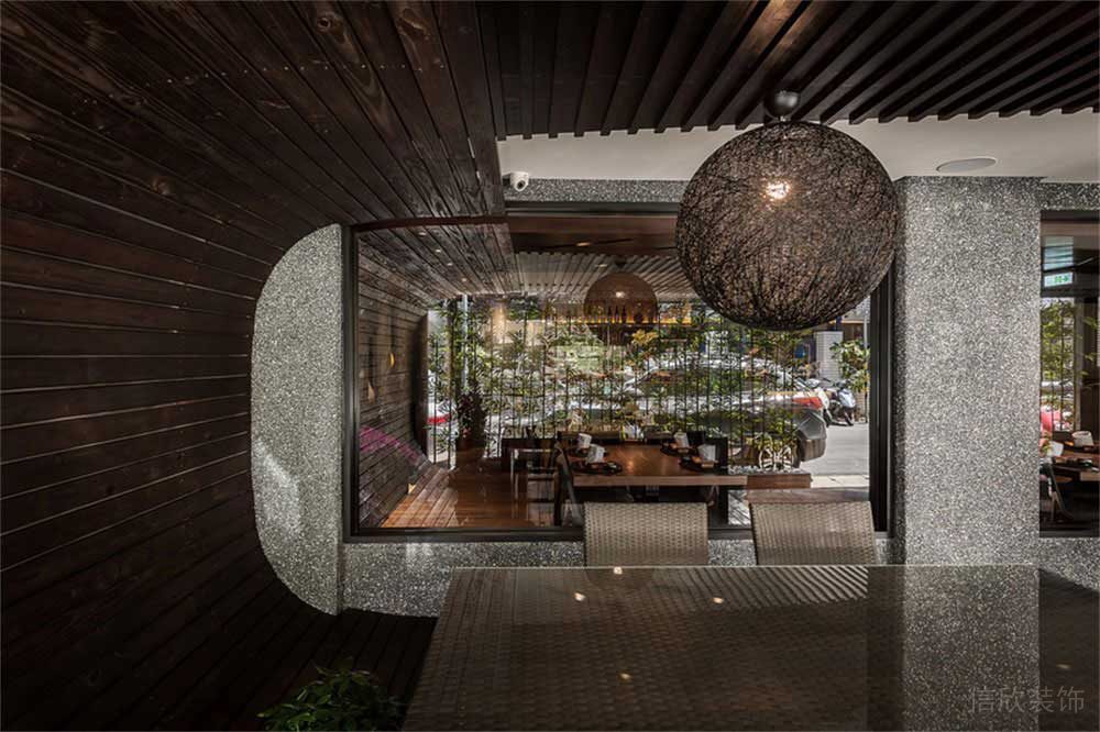 深圳寶安簡約風中餐廳裝修設計案例室外休閑區(qū)