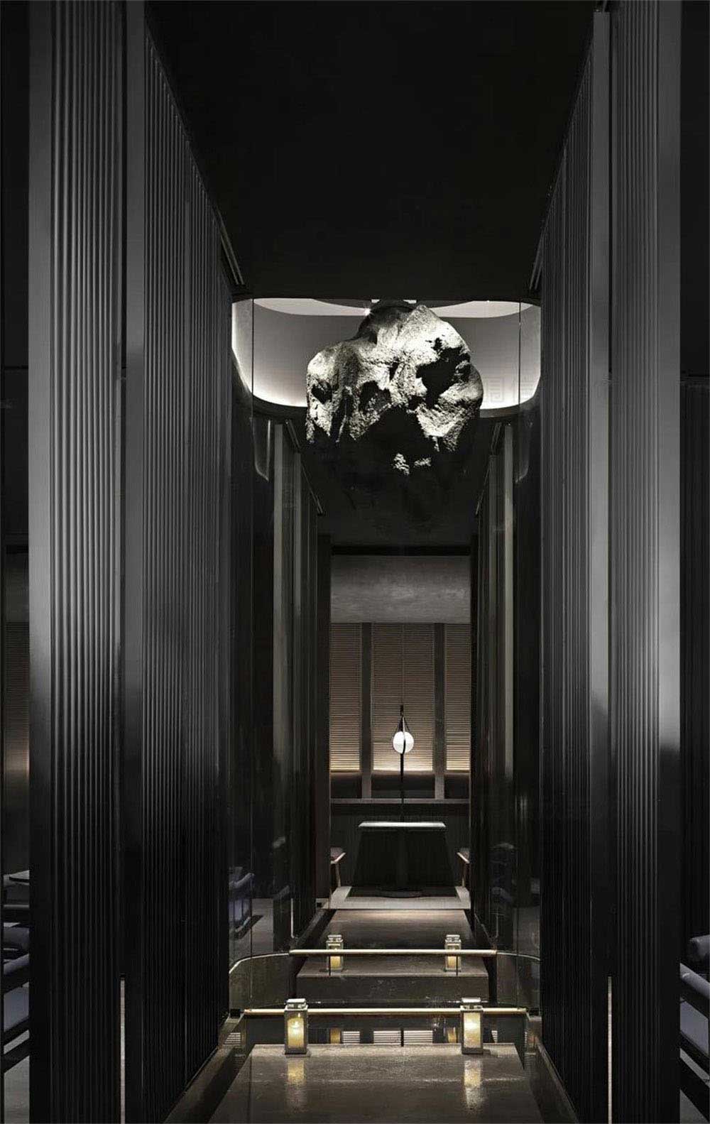 簡約風格日本料理鐵板燒餐廳裝修設計石材藝術吊飾 簡約風格日本料理鐵板燒餐廳裝修設計石材藝術吊飾