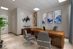 老板辦公室洽談區木質復古簡約造型設計內嵌式小型木收納柜