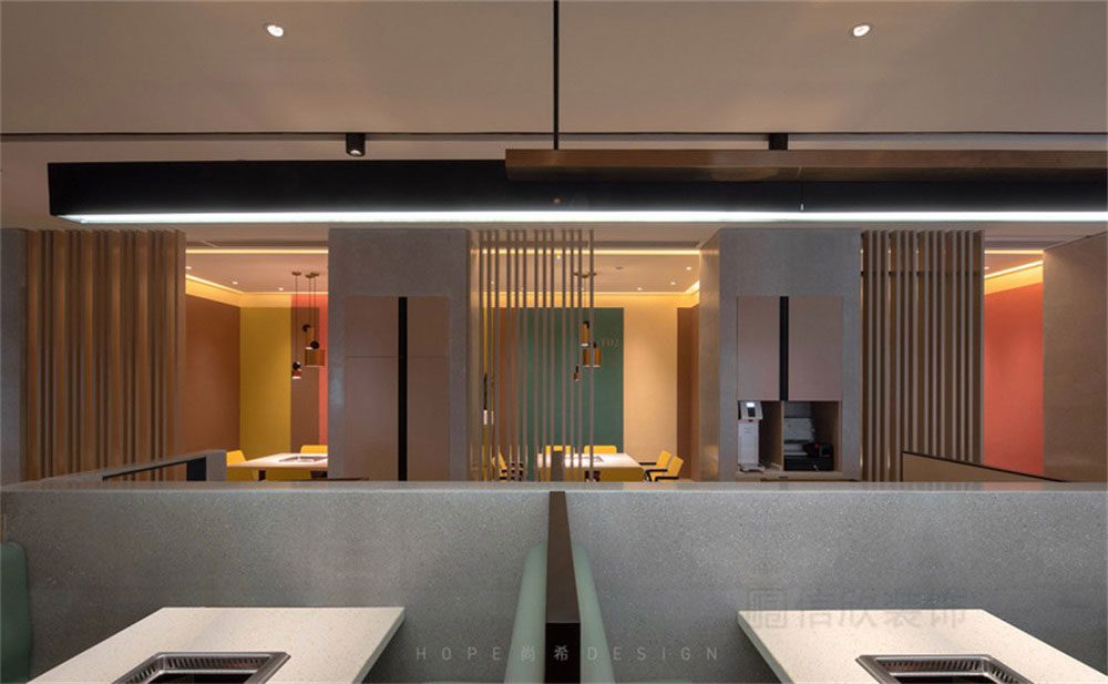 深圳南山現代簡約風格火鍋店裝修設計高級灰水磨石半高隔斷 深圳南山現代簡約風格火鍋店裝修設計高級灰水磨石半高隔斷