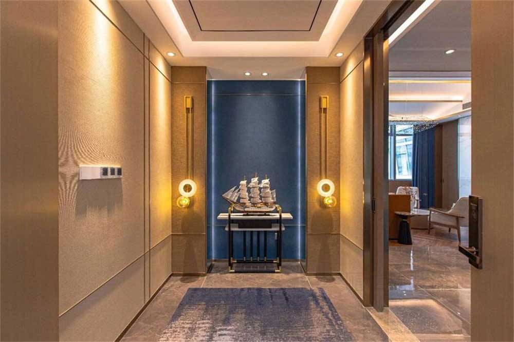 深圳龍崗藍(lán)調(diào)輕奢風(fēng)格酒吧裝修設(shè)計貴賓客房玄關(guān)