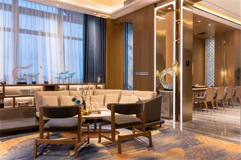 深圳龍崗藍(lán)調(diào)輕奢風(fēng)格酒吧裝修設(shè)計貴賓包房休閑區(qū)