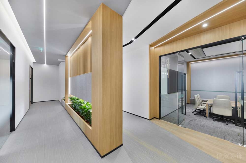 深圳市龍華區(qū)鴻榮源天俊現(xiàn)代簡約風(fēng)格辦公室裝修原木色格柵造型玄關(guān) 深圳市龍華區(qū)鴻榮源天俊現(xiàn)代簡約風(fēng)格辦公室裝修原木色格柵造型玄關(guān)