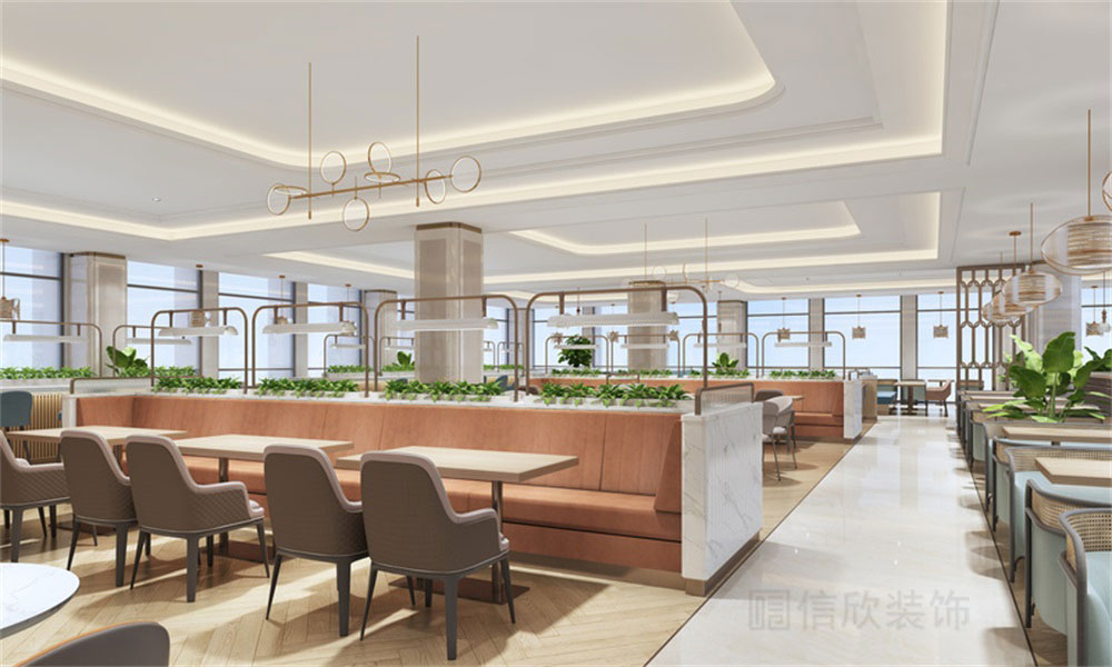 深圳龍華公司輕奢風(fēng)員工餐廳裝修設(shè)計(jì)卡座 深圳龍華公司輕奢風(fēng)員工餐廳裝修設(shè)計(jì)卡座