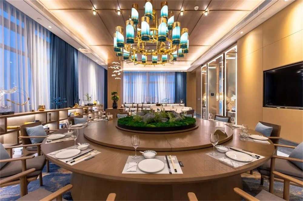 深圳龍崗藍(lán)調(diào)輕奢風(fēng)格酒吧裝修設(shè)計貴賓包房宴會廳用餐區(qū)