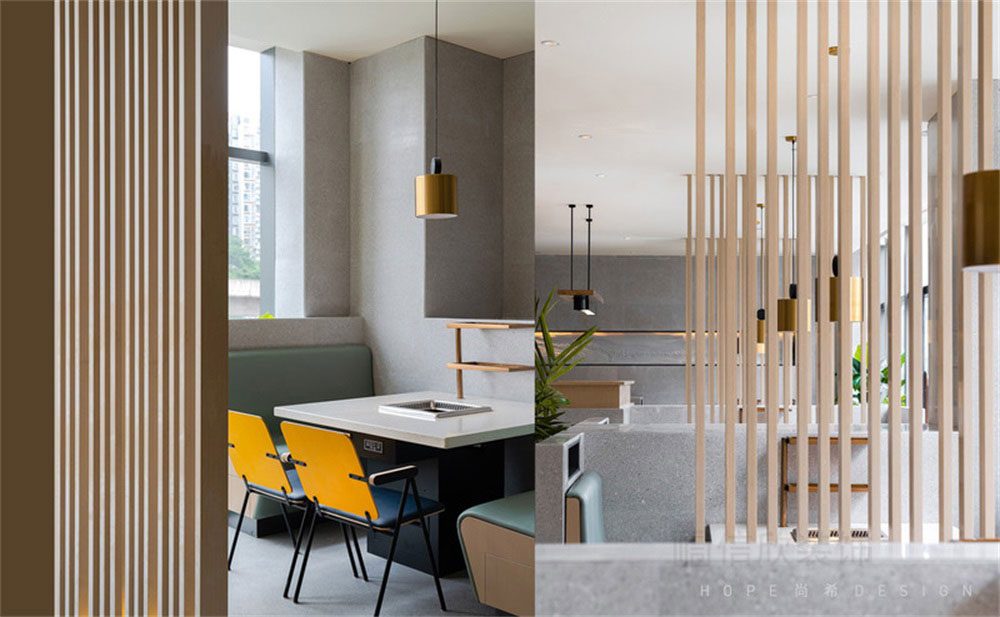 深圳南山現代簡約風格火鍋店裝修設計米白色水磨石餐桌 深圳南山現代簡約風格火鍋店裝修設計米白色水磨石餐桌