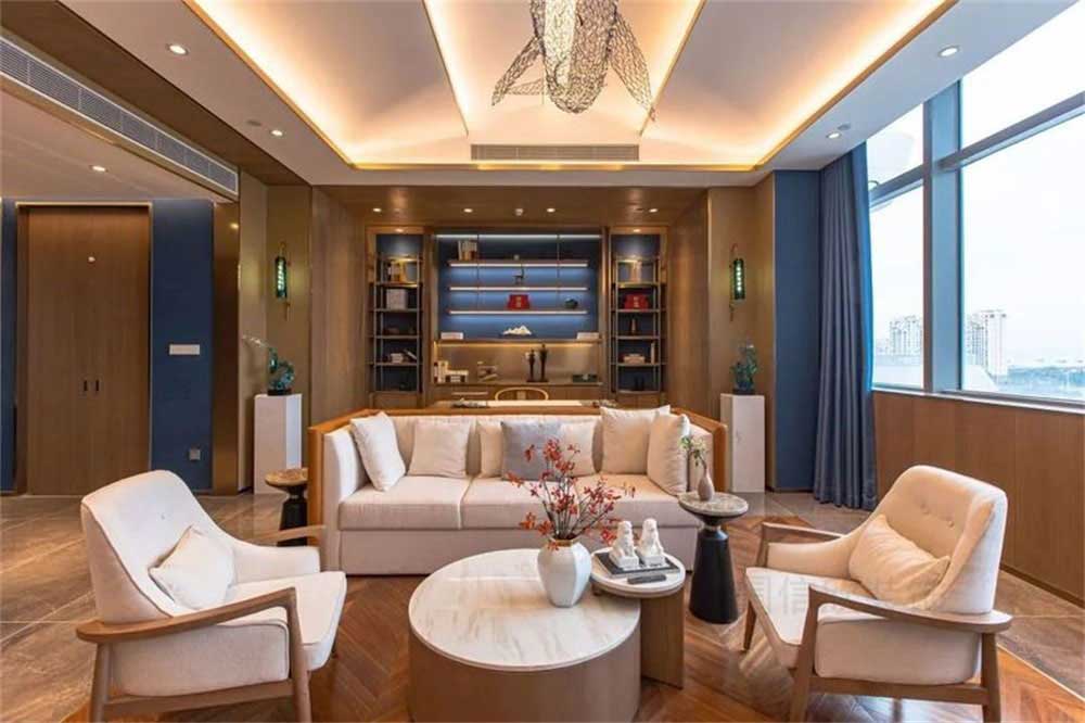 深圳龍崗藍(lán)調(diào)輕奢風(fēng)格酒吧裝修設(shè)計貴賓客房休息區(qū)