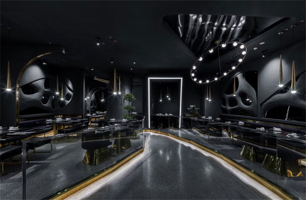 深圳鹽田后現(xiàn)代黑灰色系餐飲店裝修設(shè)計地面鋪貼 深圳鹽田后現(xiàn)代黑灰色系餐飲店裝修設(shè)計地面鋪貼