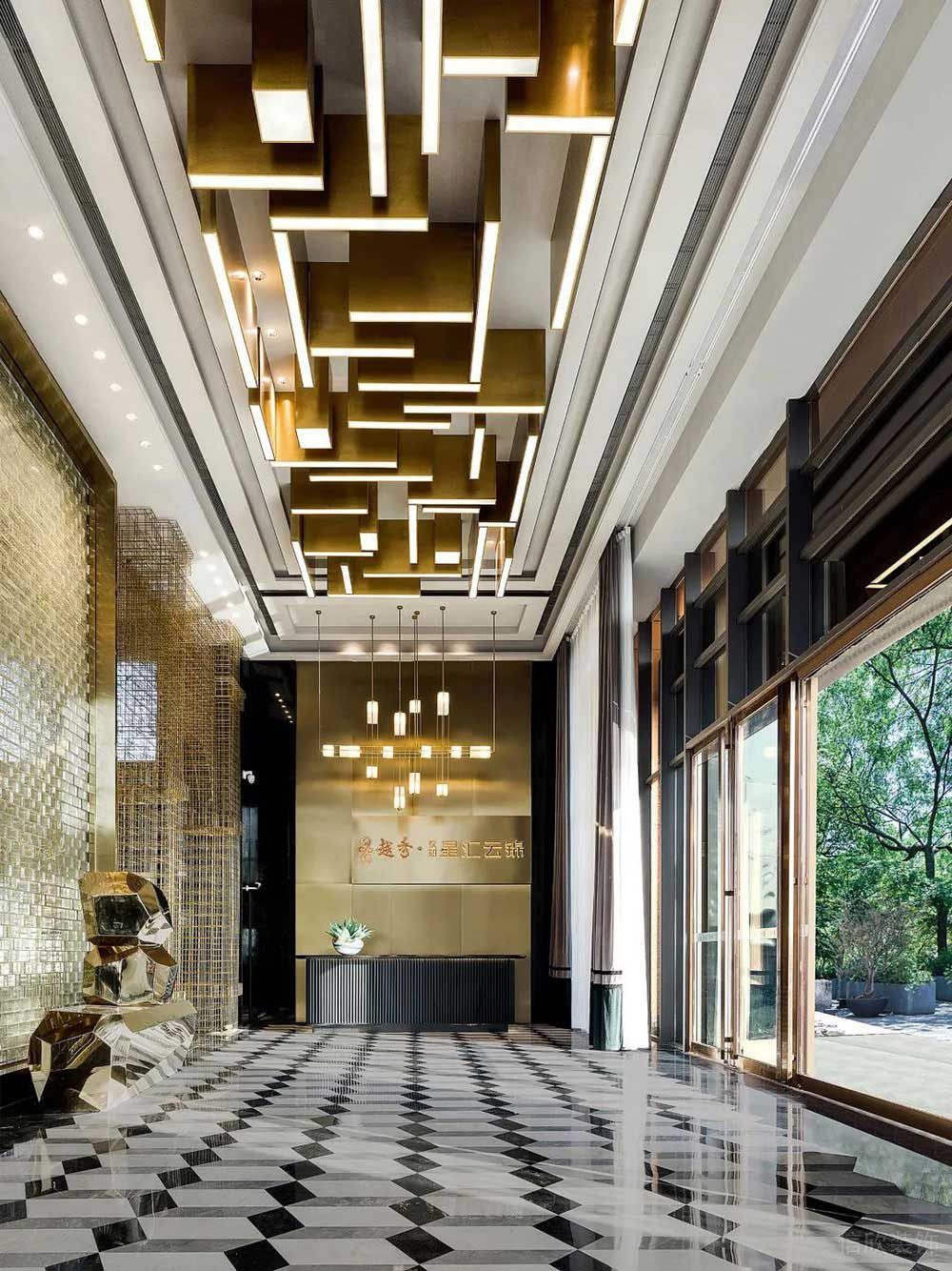 輕奢風(fēng)格辦公空間大堂設(shè)計(jì)裝修圖