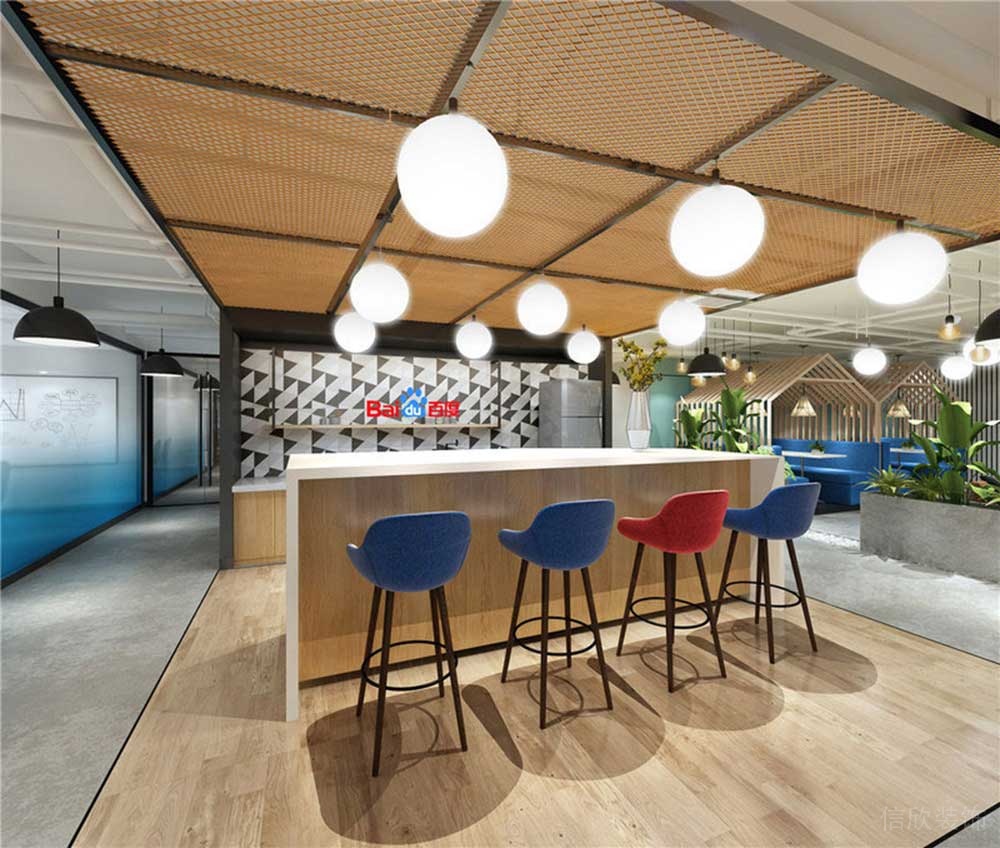 現(xiàn)代北歐風(fēng)辦公空間吧臺休閑交流區(qū)裝修圖