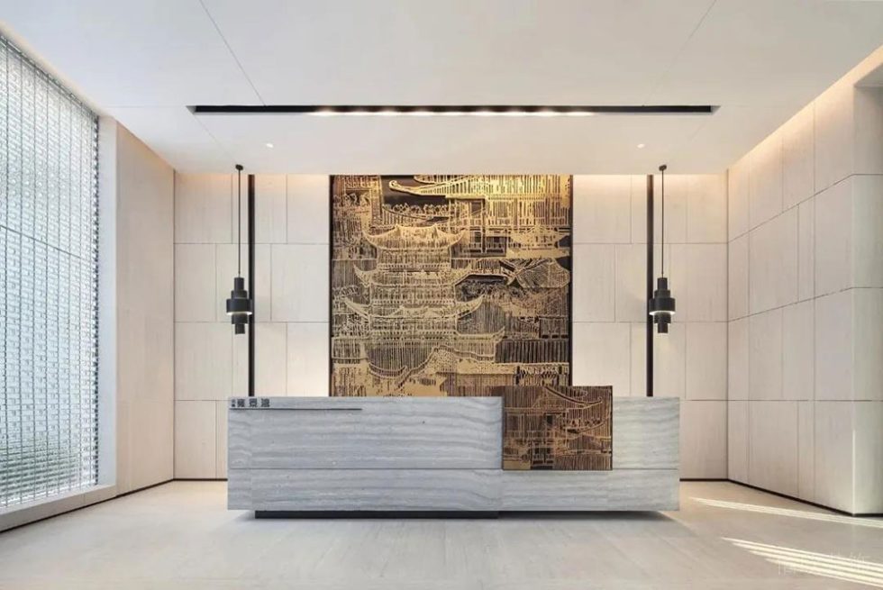 現(xiàn)代中式風格辦公場所案例前廳設計裝修圖