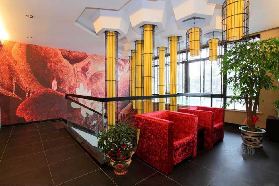 深圳養(yǎng)生館二樓樓梯裝修設計