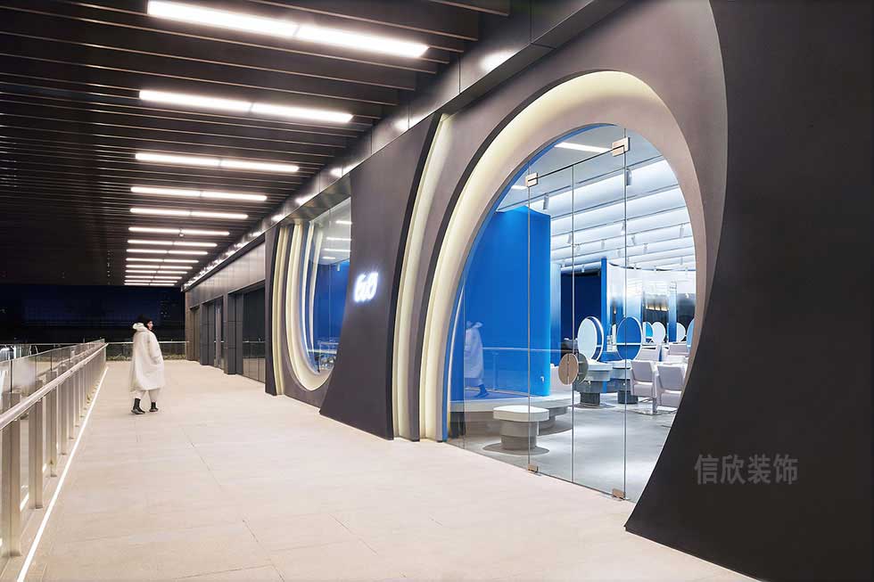 深圳福田藍色的美容美發店外立面裝修 深圳福田藍色的美容美發店外立面裝修