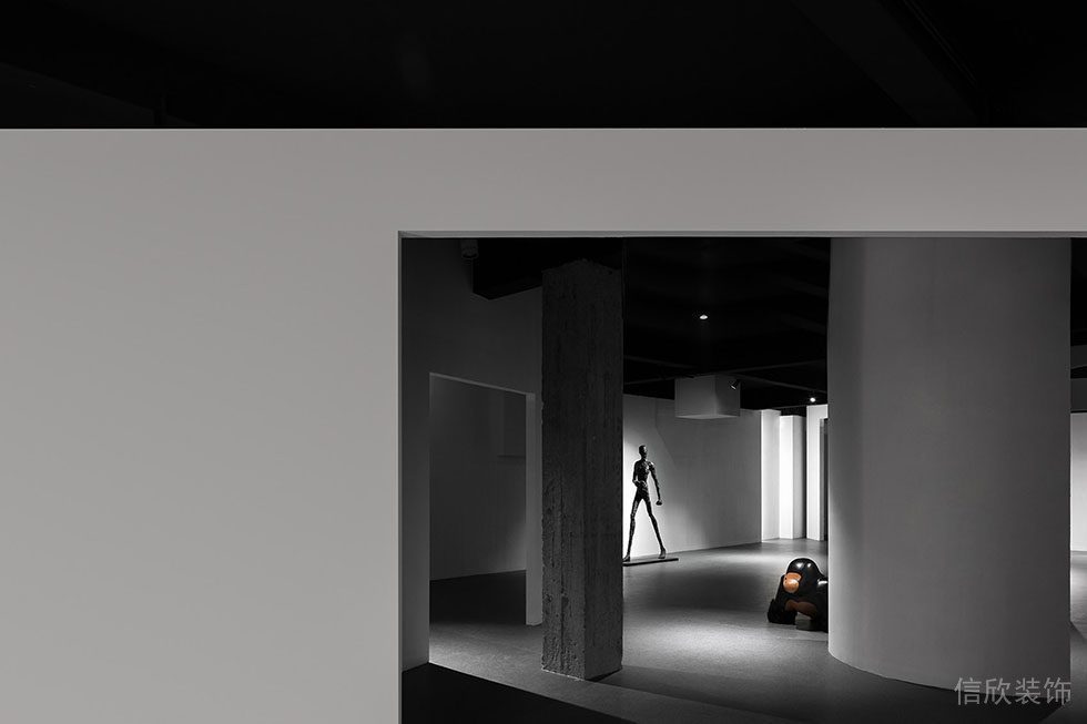 現代小型工作室黑白色調裝修效果圖墻體設計圖