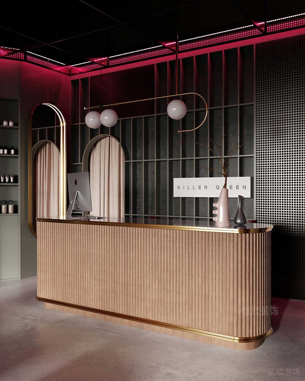 美發(fā)店吧臺服務臺波浪板裝飾效果圖