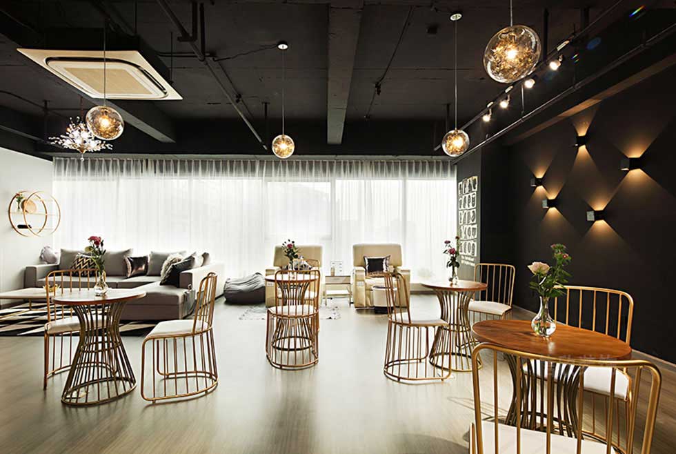 黑色時尚美容店休息區裝修設計 黑色時尚美容店休息區裝修設計