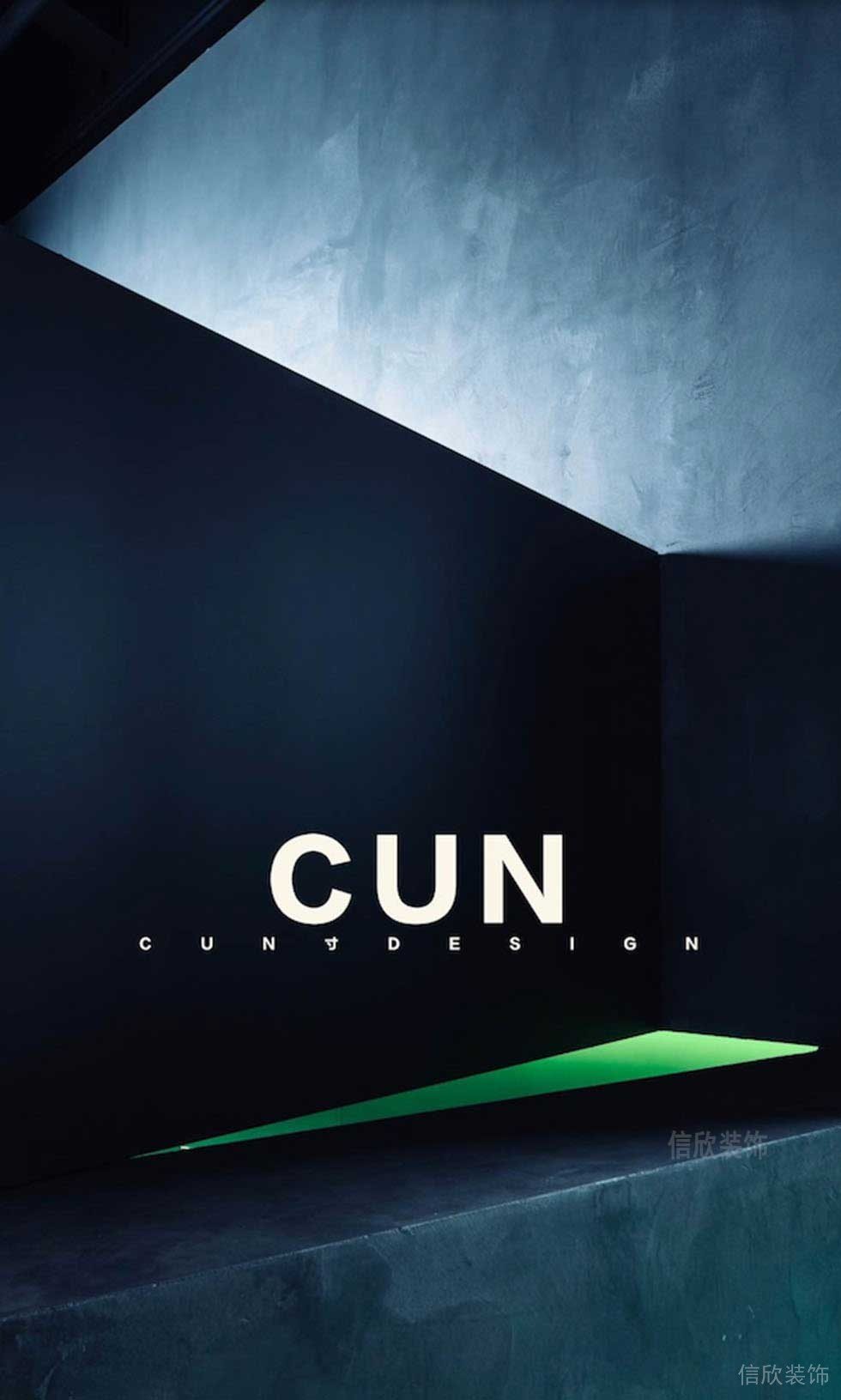 辦公室墻體裝飾效果圖藍(lán)色前臺桌